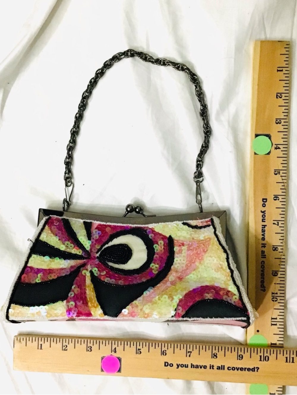 VINTAGE Max Mayer Sequin Beaded Chain Strap Shoulder Bag - Picture 8 of 8